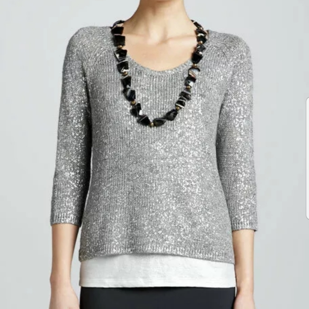 EILEEN FISHER shimmer knit sweater, size XL